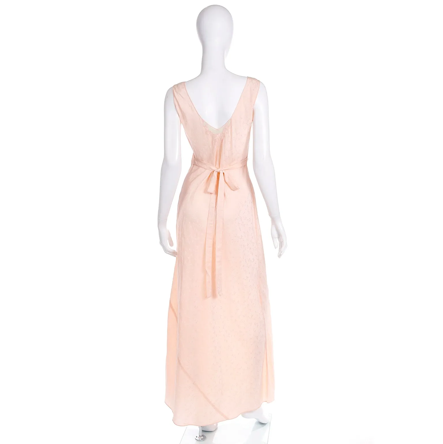 1930s Pink Silk Embroidered Vintage Nightgown W Net & Applique