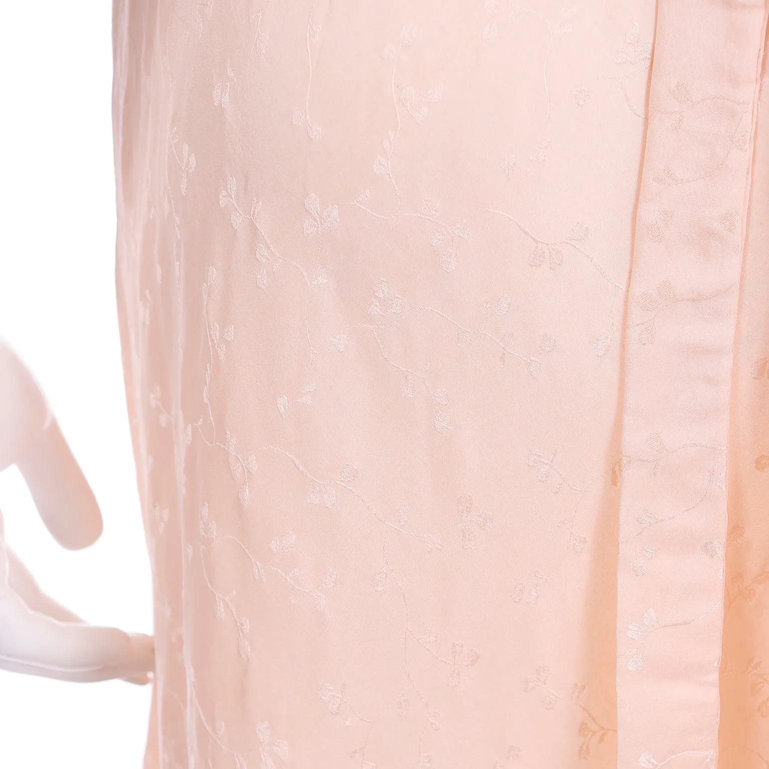 1930s Pink Silk Embroidered Vintage Nightgown W Net & Applique