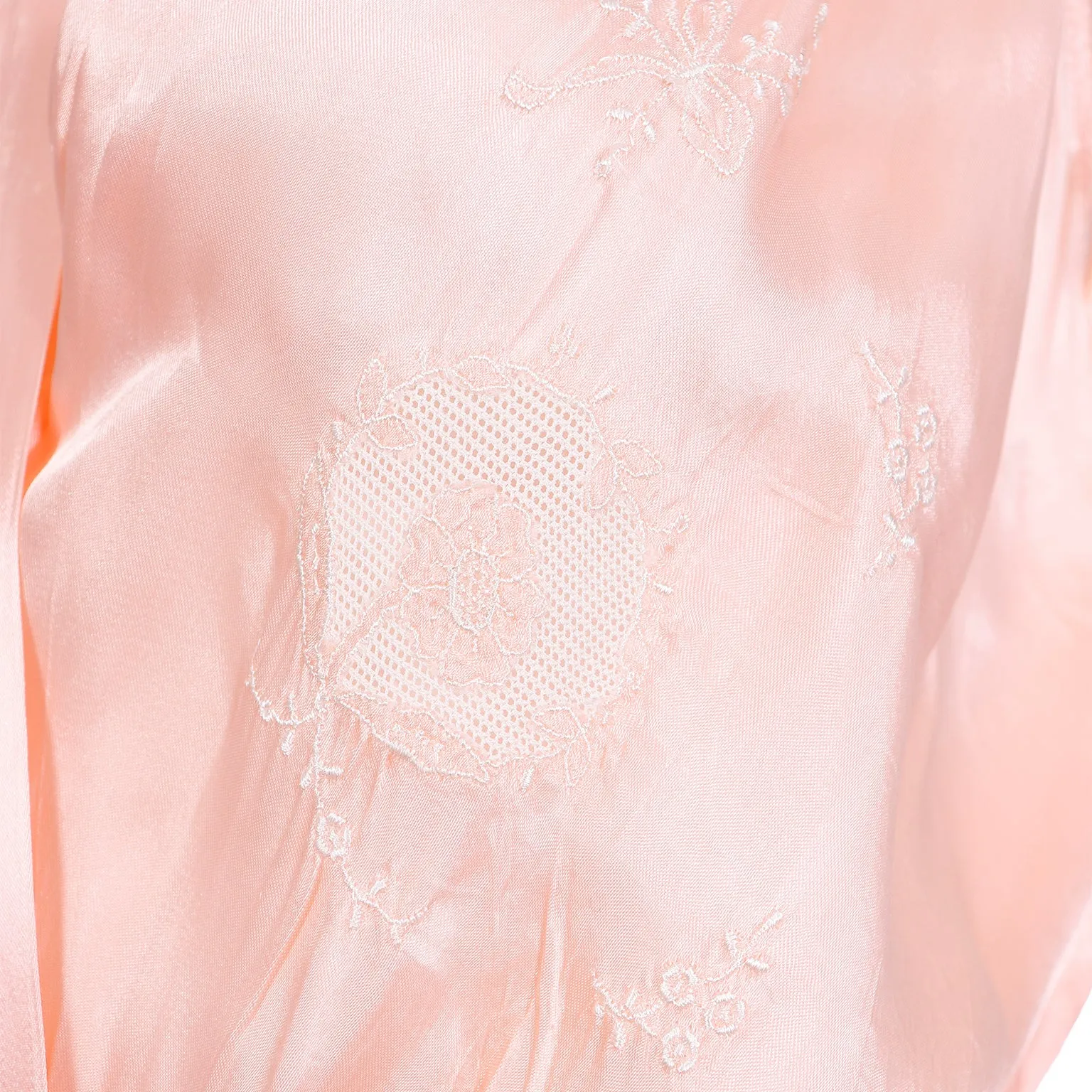 1940s Pink Silk Bias Cut Vintage Nightgown or Dress with Embroidery