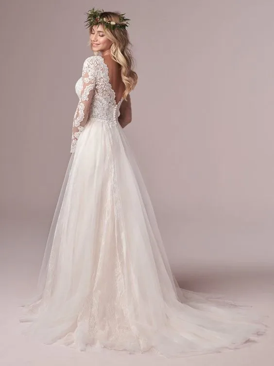 A Line Long Sleeve Bridal Dresses Wedding Dress