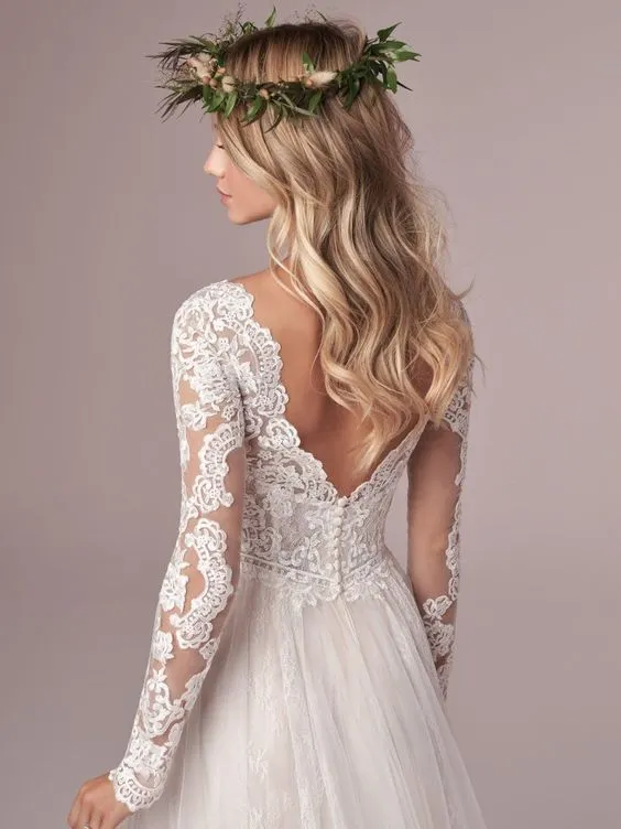 A Line Long Sleeve Bridal Dresses Wedding Dress