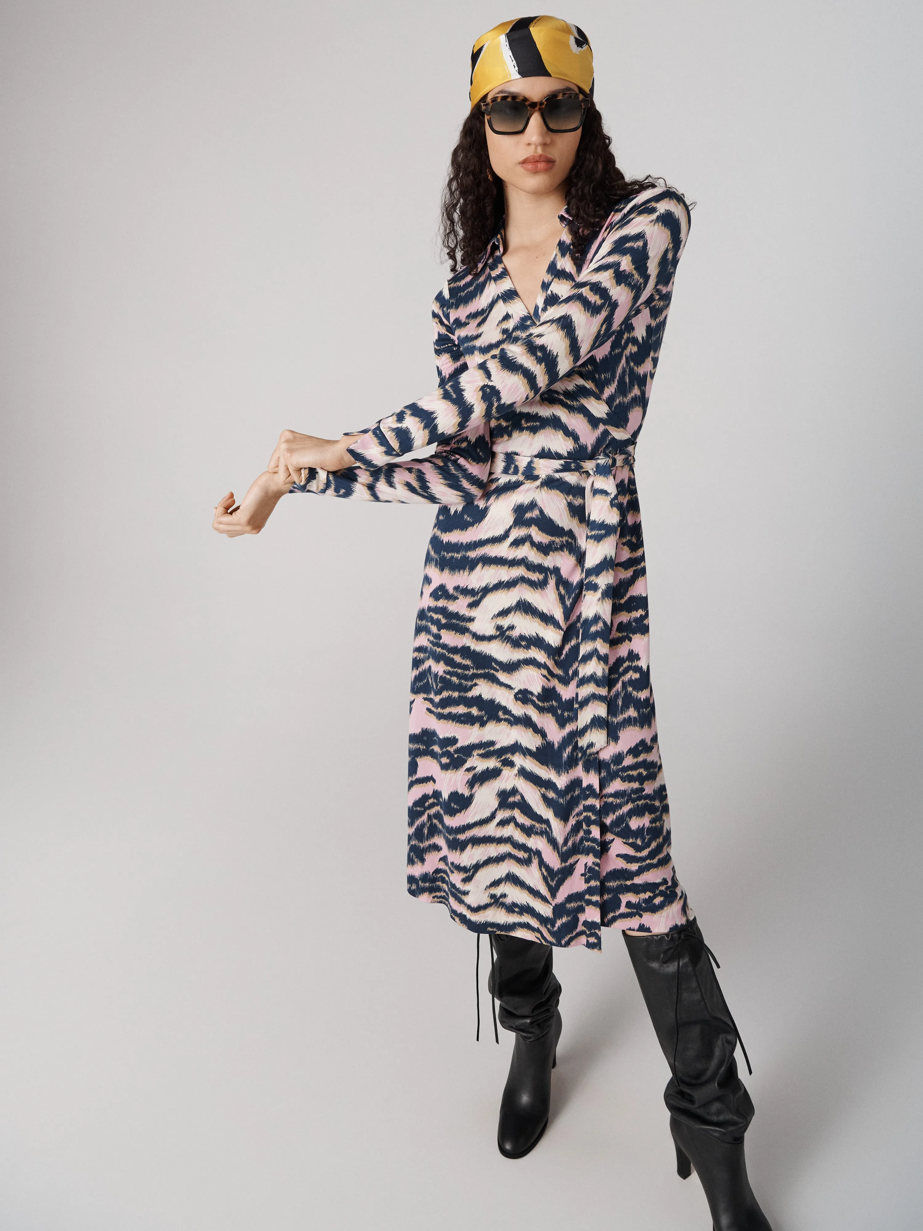 Abigail Silk Jersey Midi Wrap Dress
