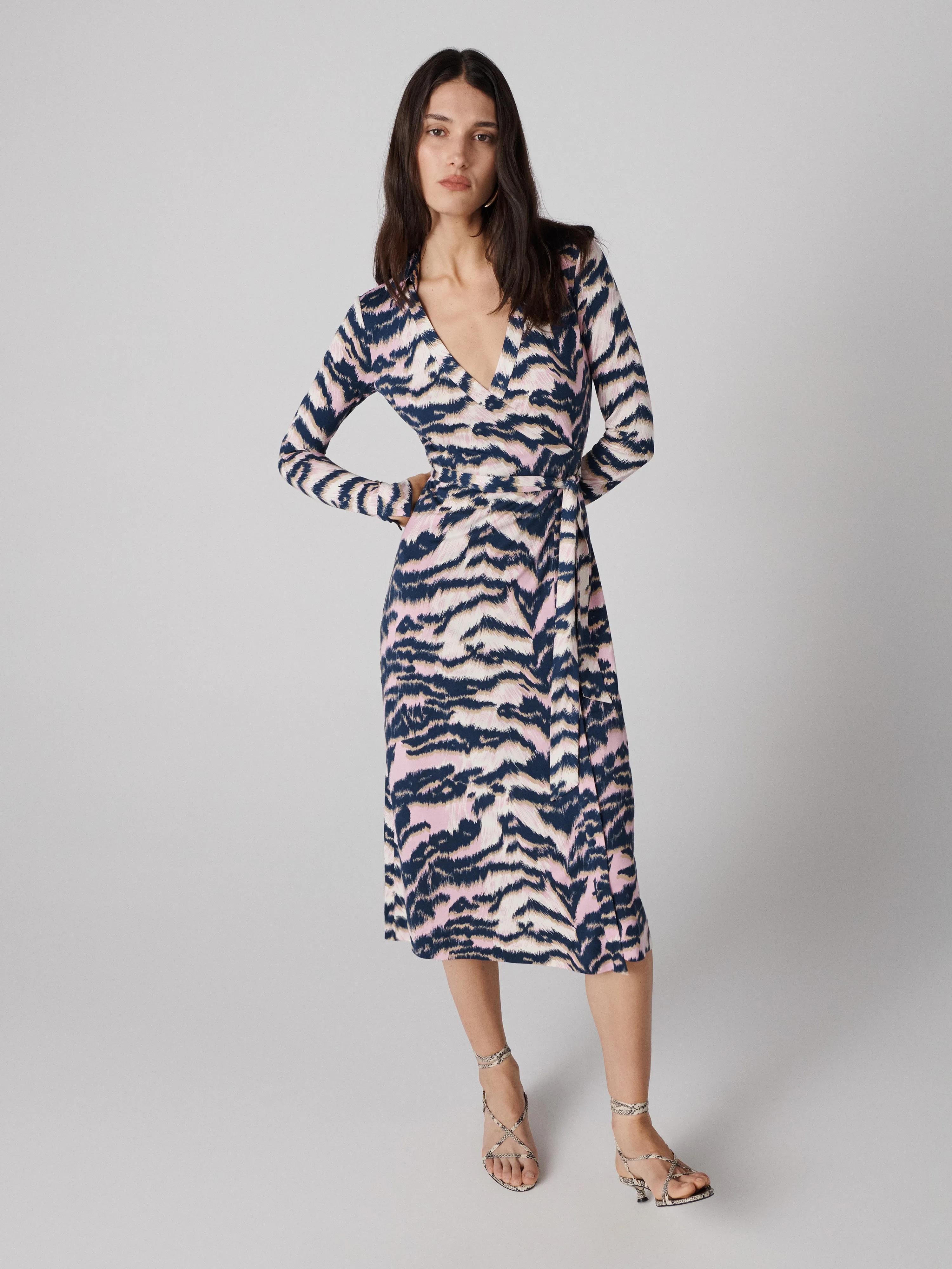 Abigail Silk Jersey Midi Wrap Dress