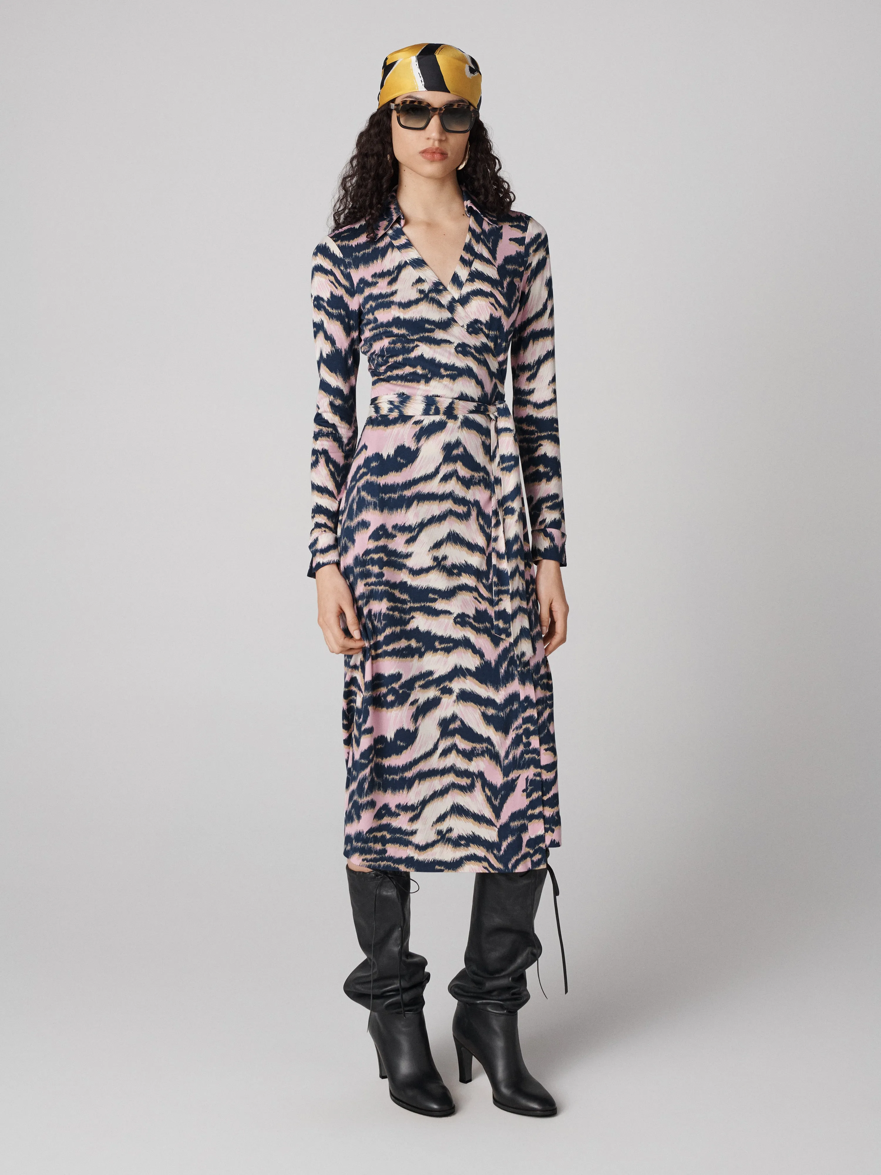 Abigail Silk Jersey Midi Wrap Dress