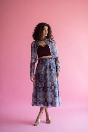 Abstract print organza three-piece co-ord set