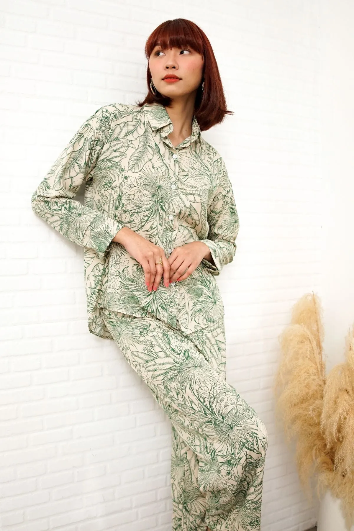 AITANA Tropical Lounge Top & Pants Co-ord (Green)