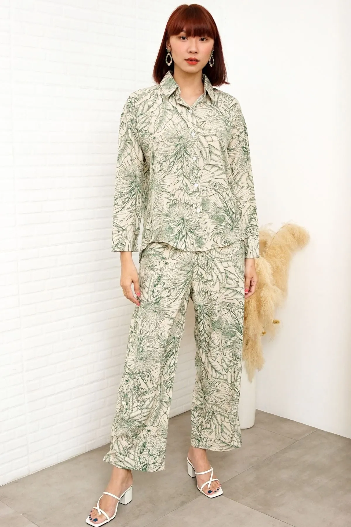 AITANA Tropical Lounge Top & Pants Co-ord (Green)