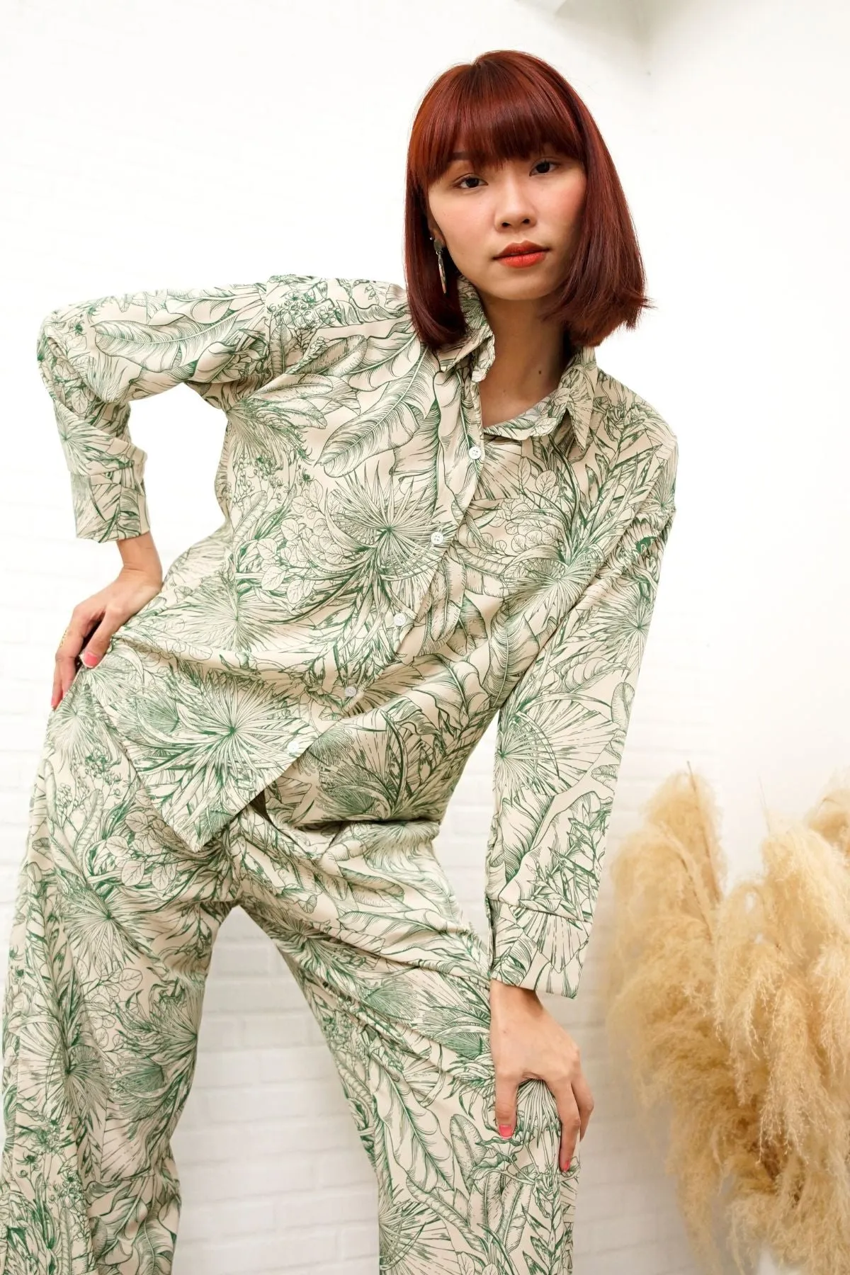 AITANA Tropical Lounge Top & Pants Co-ord (Green)