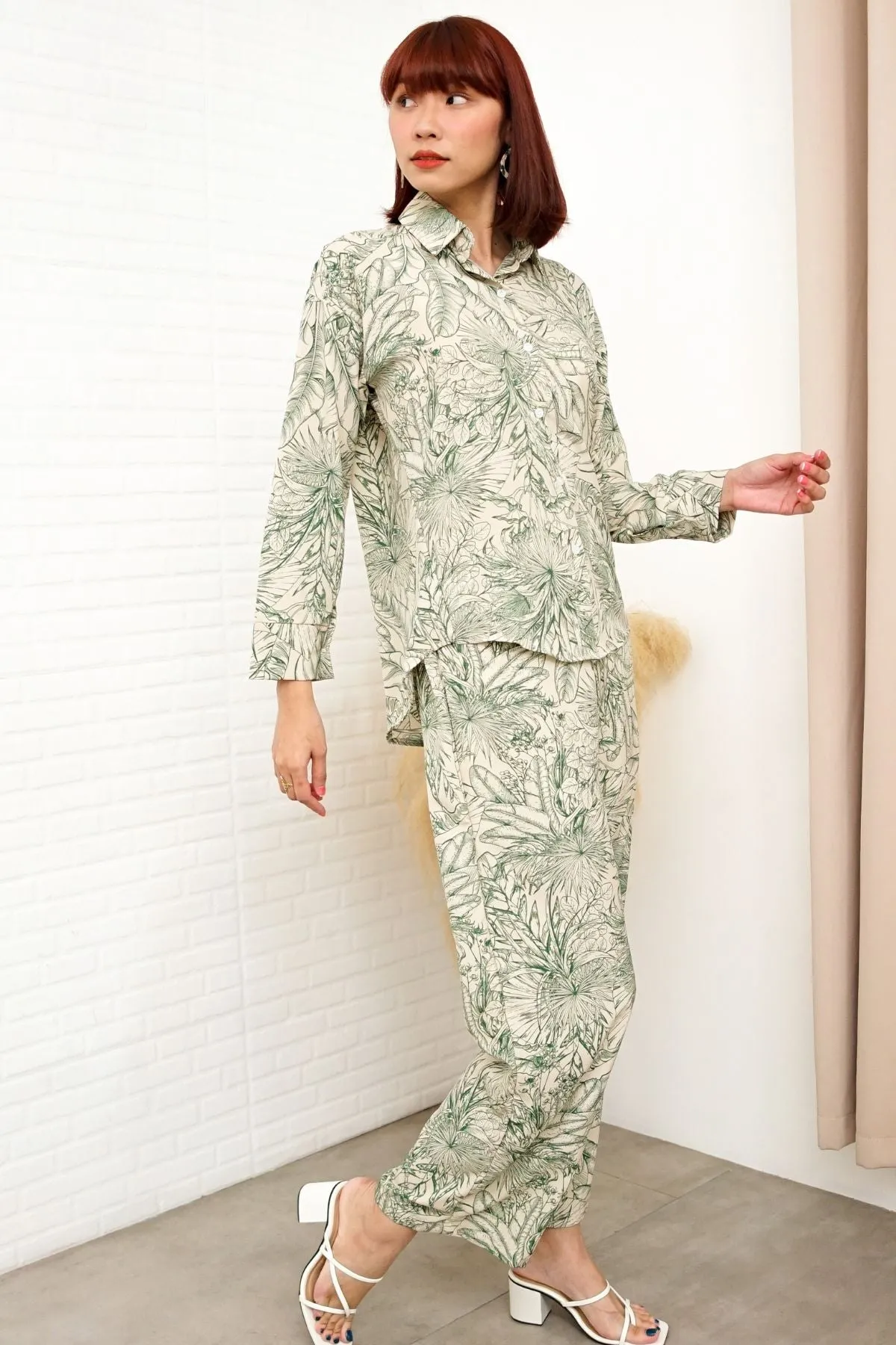 AITANA Tropical Lounge Top & Pants Co-ord (Green)