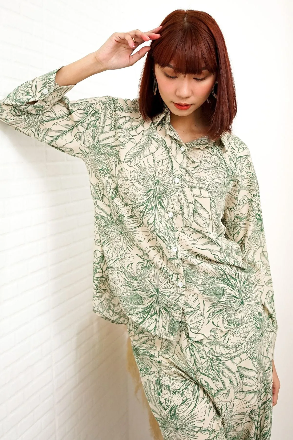 AITANA Tropical Lounge Top & Pants Co-ord (Green)