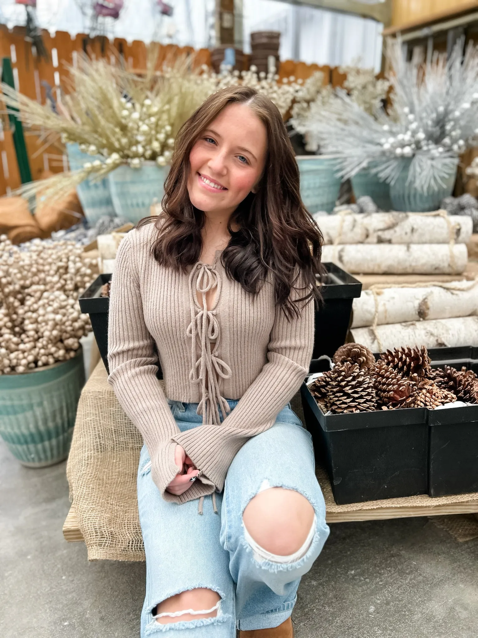 All Tied Up Rib Knit Sweater