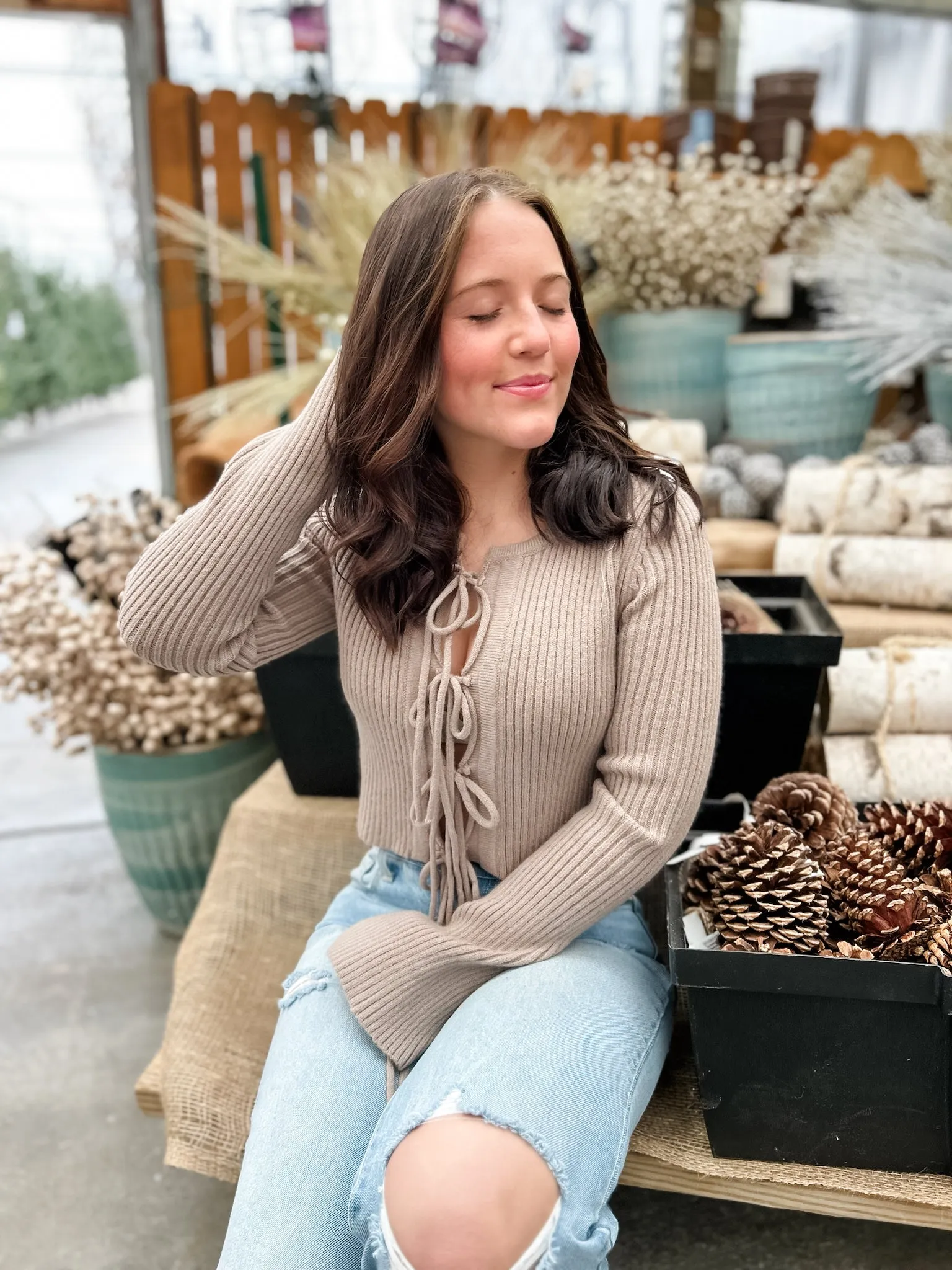 All Tied Up Rib Knit Sweater