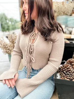 All Tied Up Rib Knit Sweater