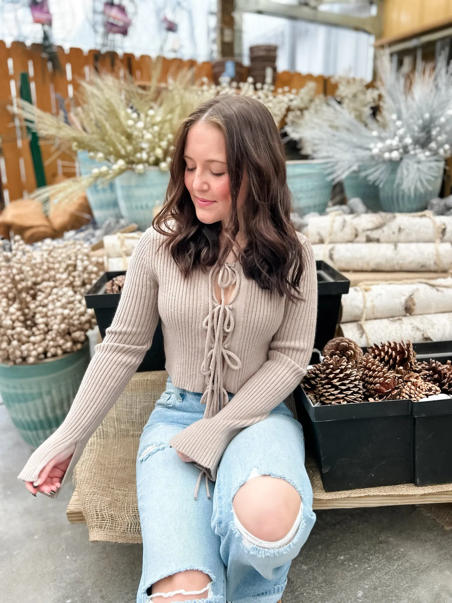 All Tied Up Rib Knit Sweater