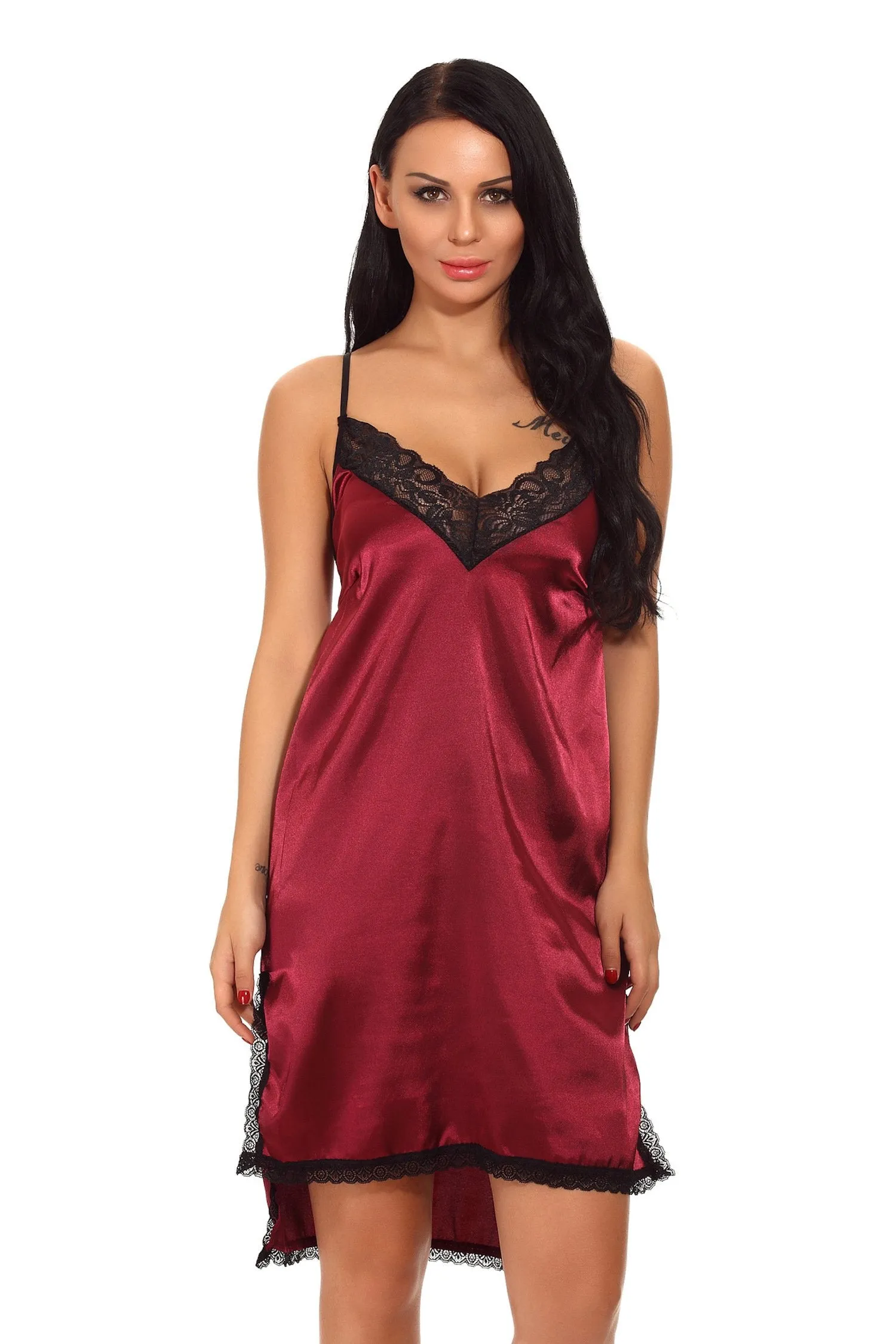 Black Transparent Sleepwear for Women - See Thru Lace 1 Piece Nightwear Lingerie Set
