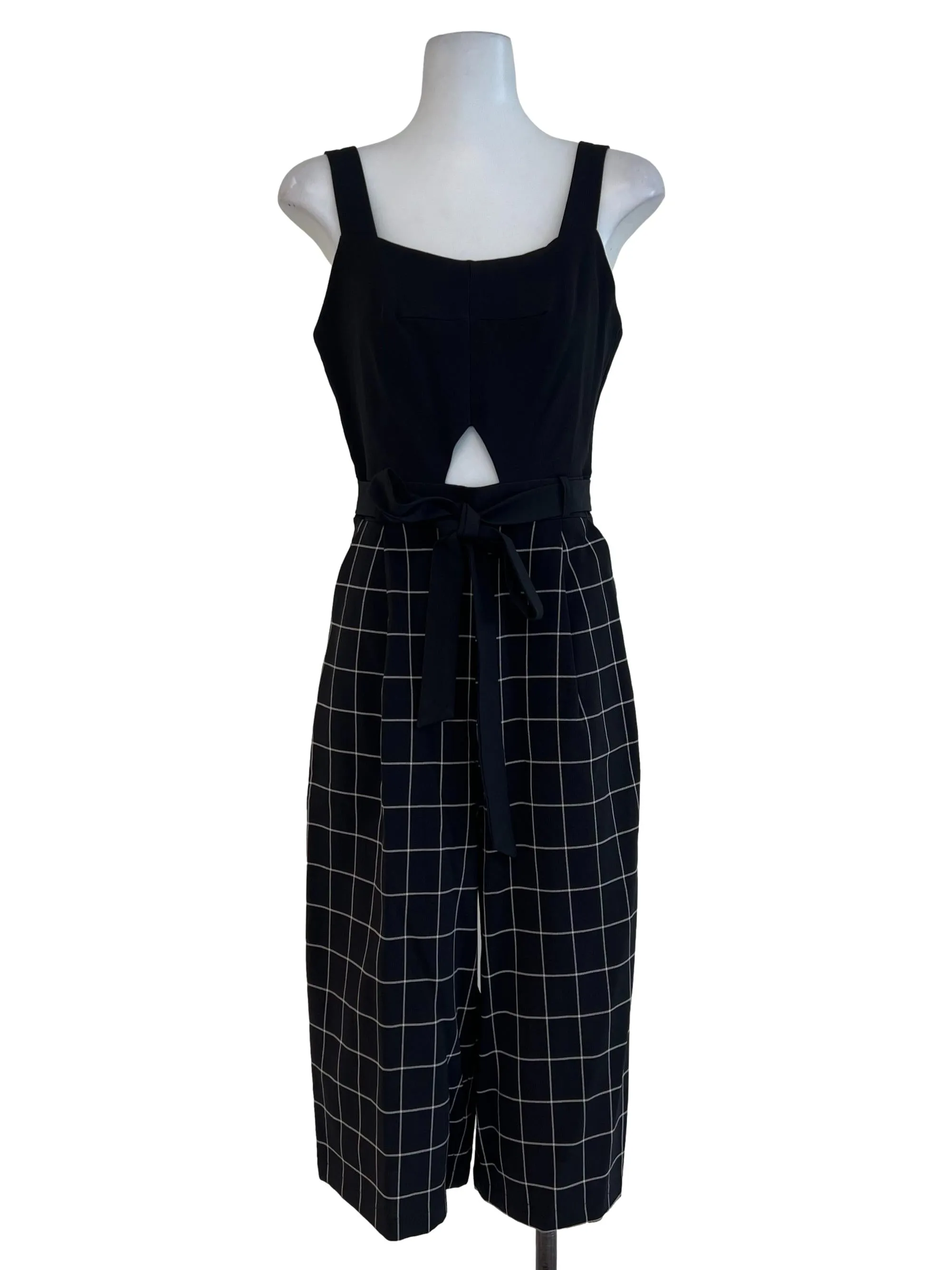 Black White Grid Line Jumpsuit