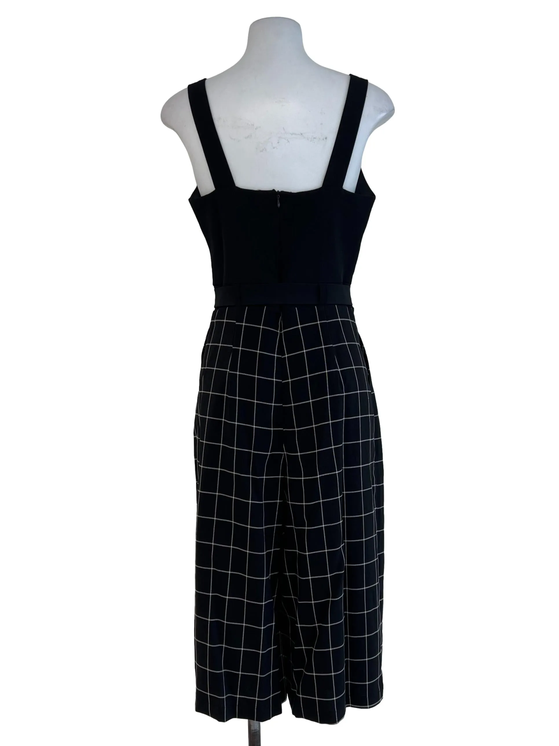 Black White Grid Line Jumpsuit