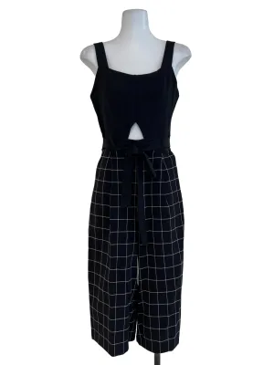 Black White Grid Line Jumpsuit