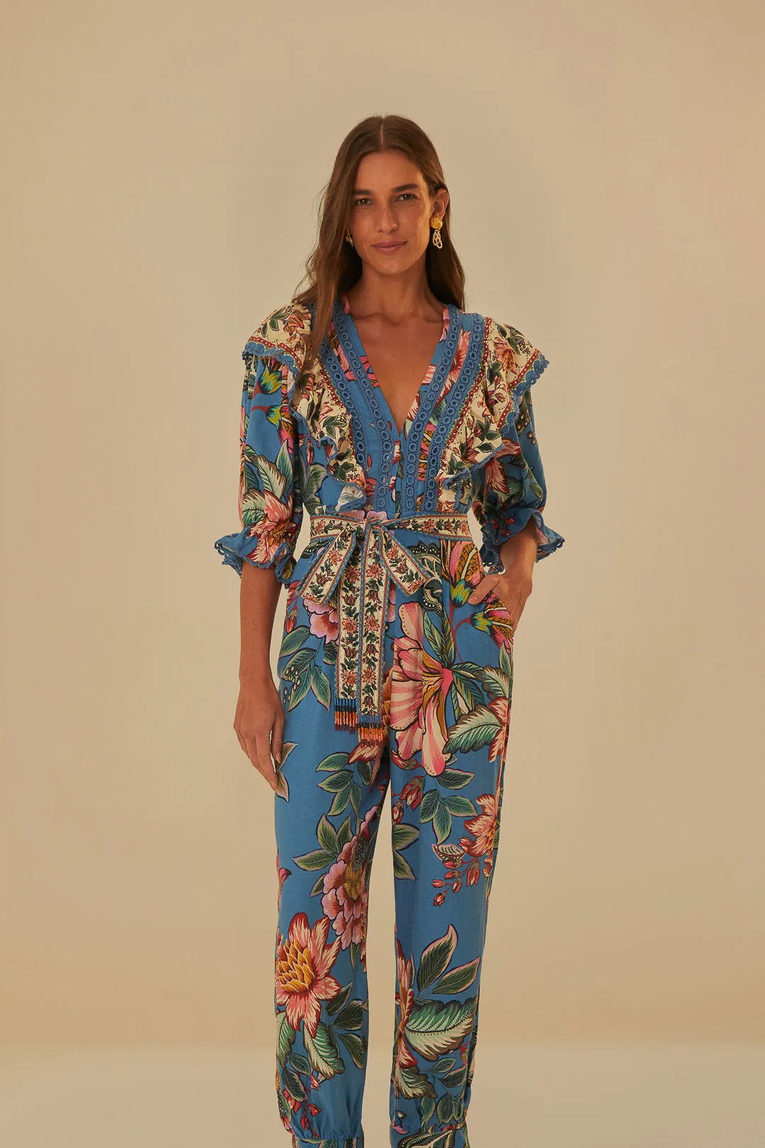 Blue Wonderful Bouquet Lenzing™ Ecovero™ Euroflax™ Jumpsuit