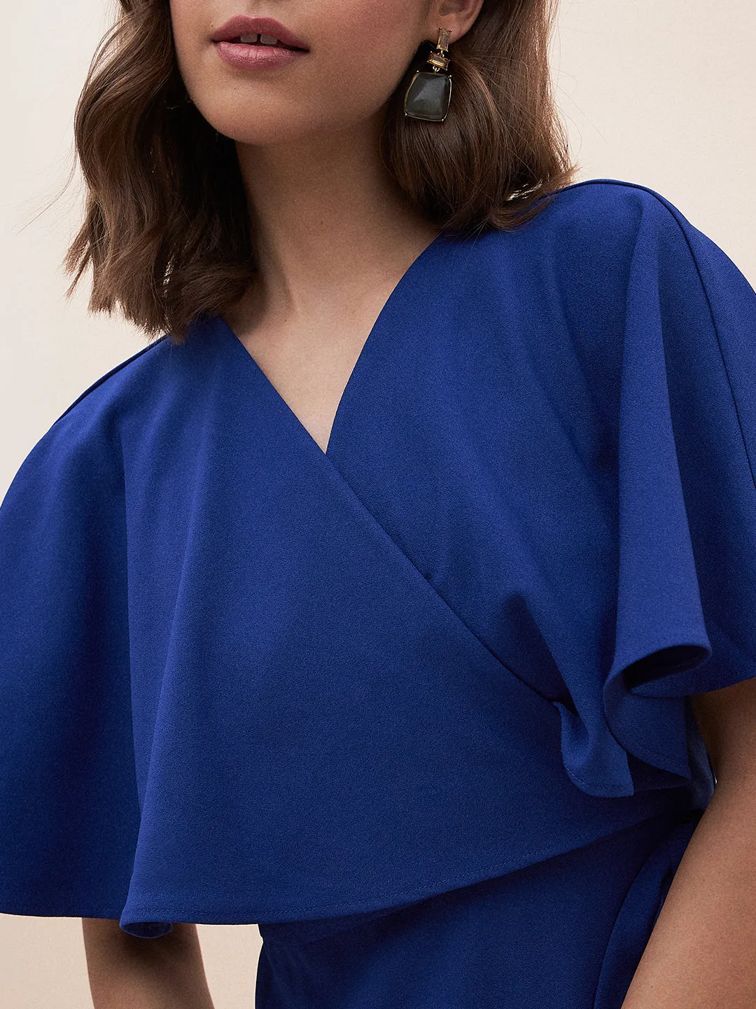 Blue Wrap Formal Maxi Dress