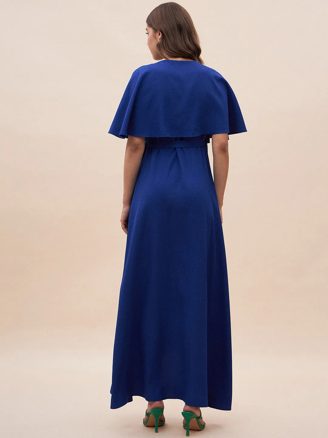 Blue Wrap Formal Maxi Dress