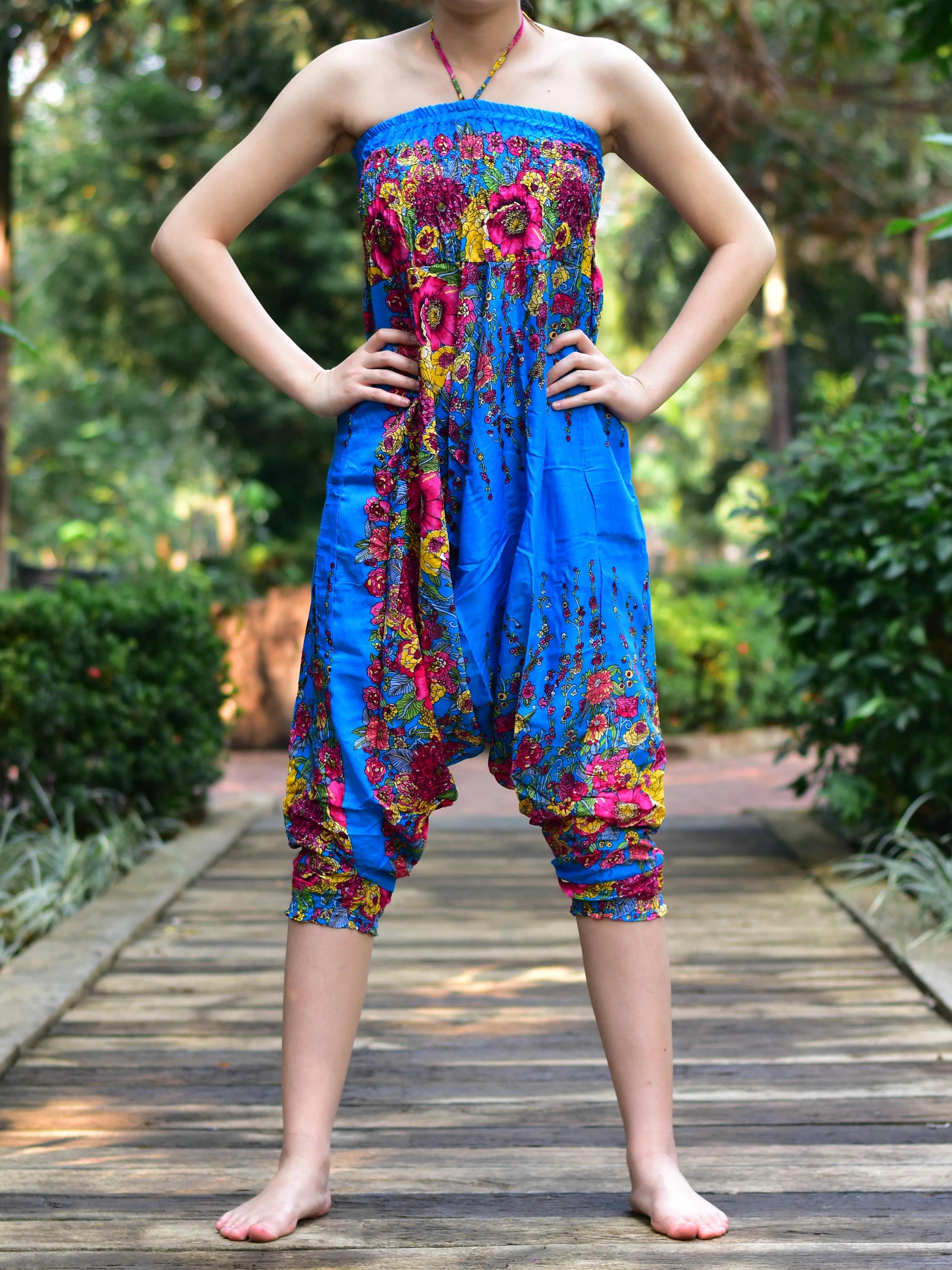 Bohotusk Light Blue Floral Jumpsuit S/M to LXL