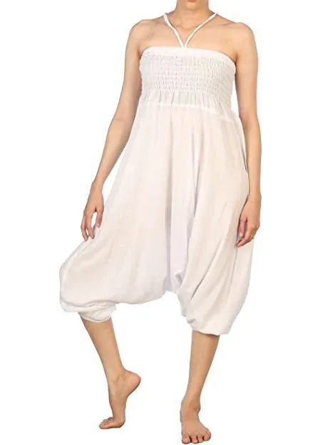Bohotusk Plain White Jumpsuit S/M to L/XL