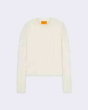Cable Shrunken Crew - Cream