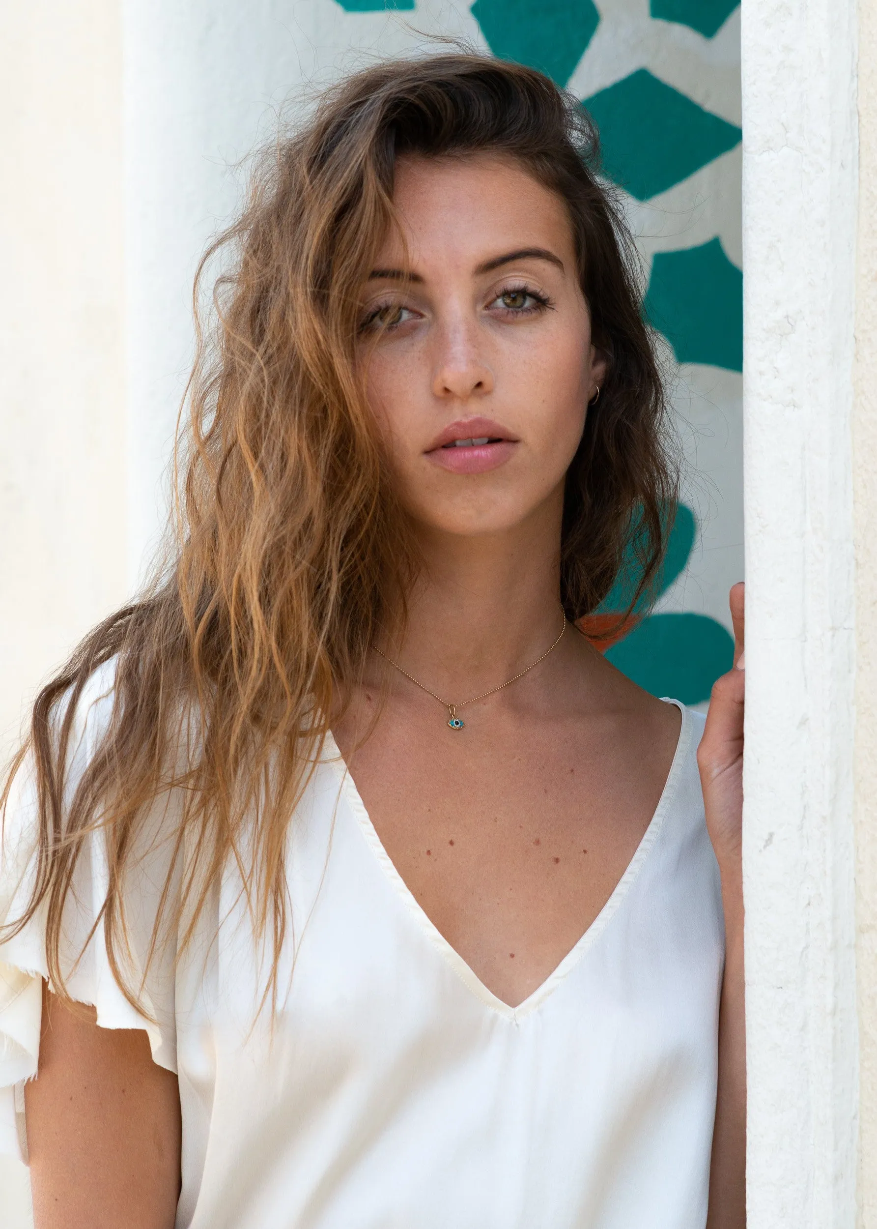 Carmella Caftan in Ivory Silk