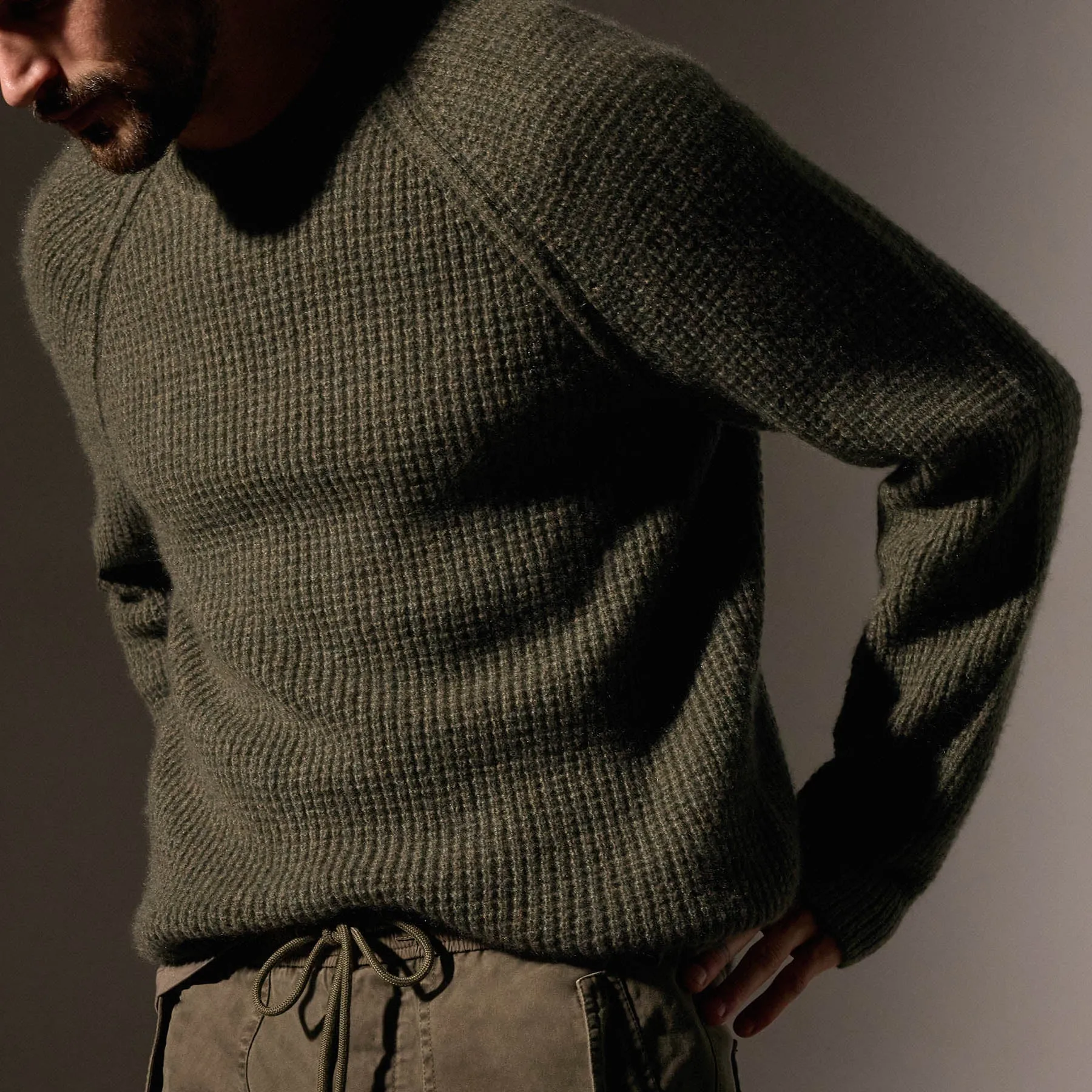 Cashmere Knit Raglan Crew - Fir