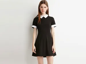 Casual Black Dress with Collar