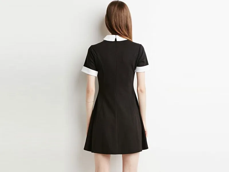 Casual Black Dress with Collar