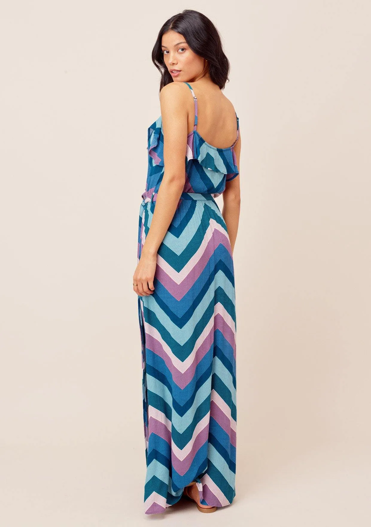 Cecily Color-Pop Ruffle Maxi Dress