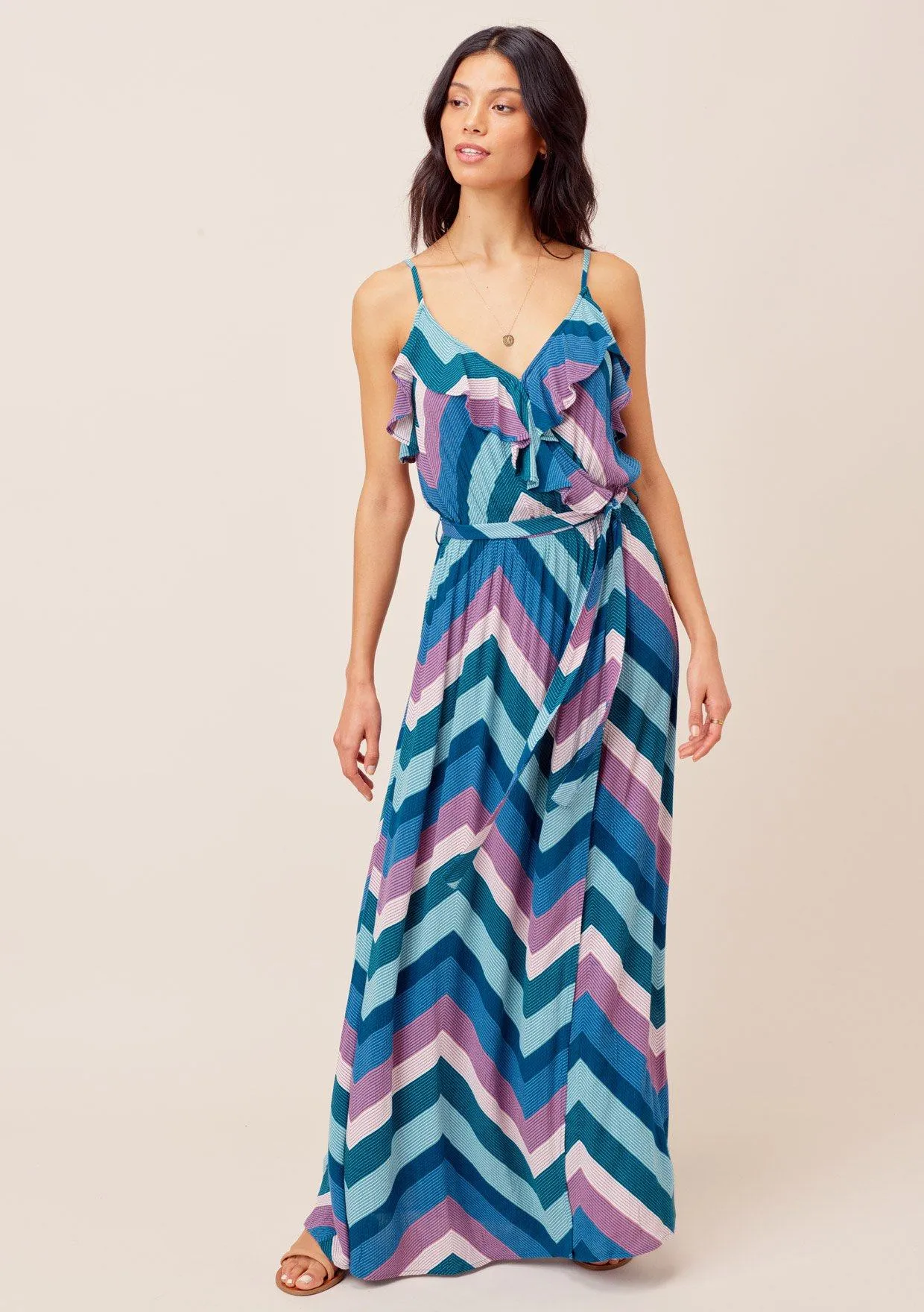 Cecily Color-Pop Ruffle Maxi Dress