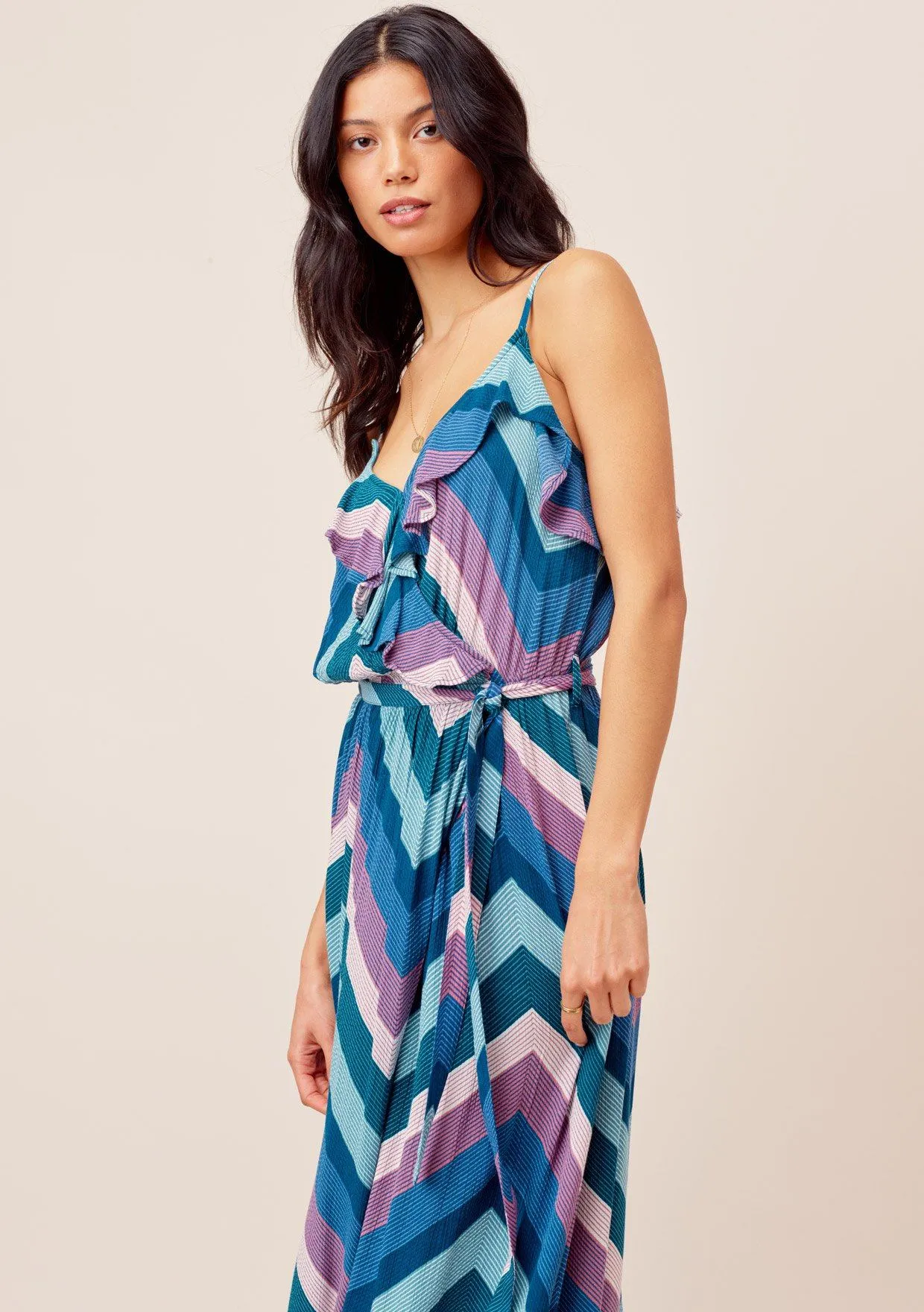 Cecily Color-Pop Ruffle Maxi Dress