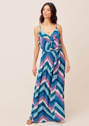 Cecily Color-Pop Ruffle Maxi Dress