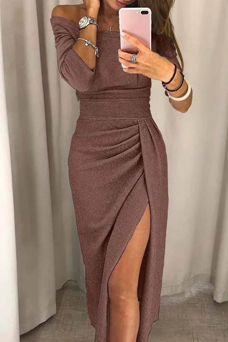 Chicindress Wrap Hip Slit Collar Maxi Dresses(5 Colors)