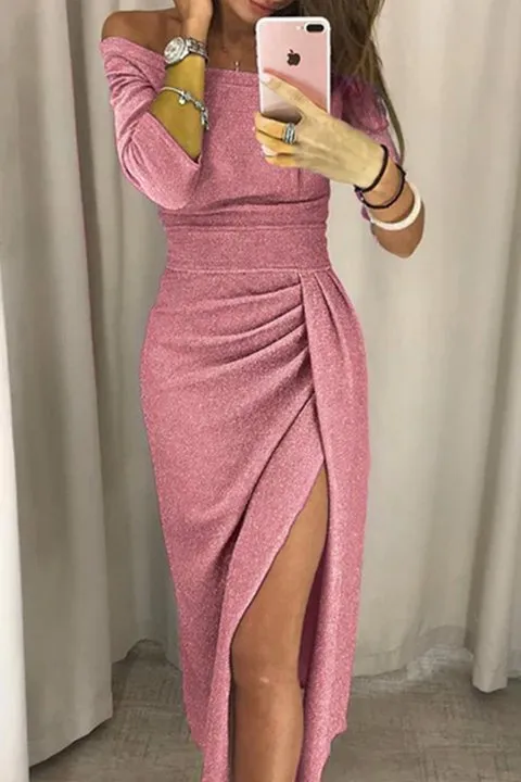 Chicindress Wrap Hip Slit Collar Maxi Dresses(5 Colors)