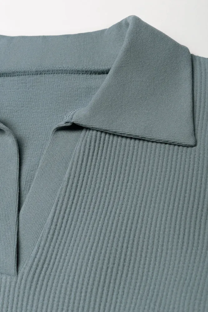 Collar Seamfree Dress Blue