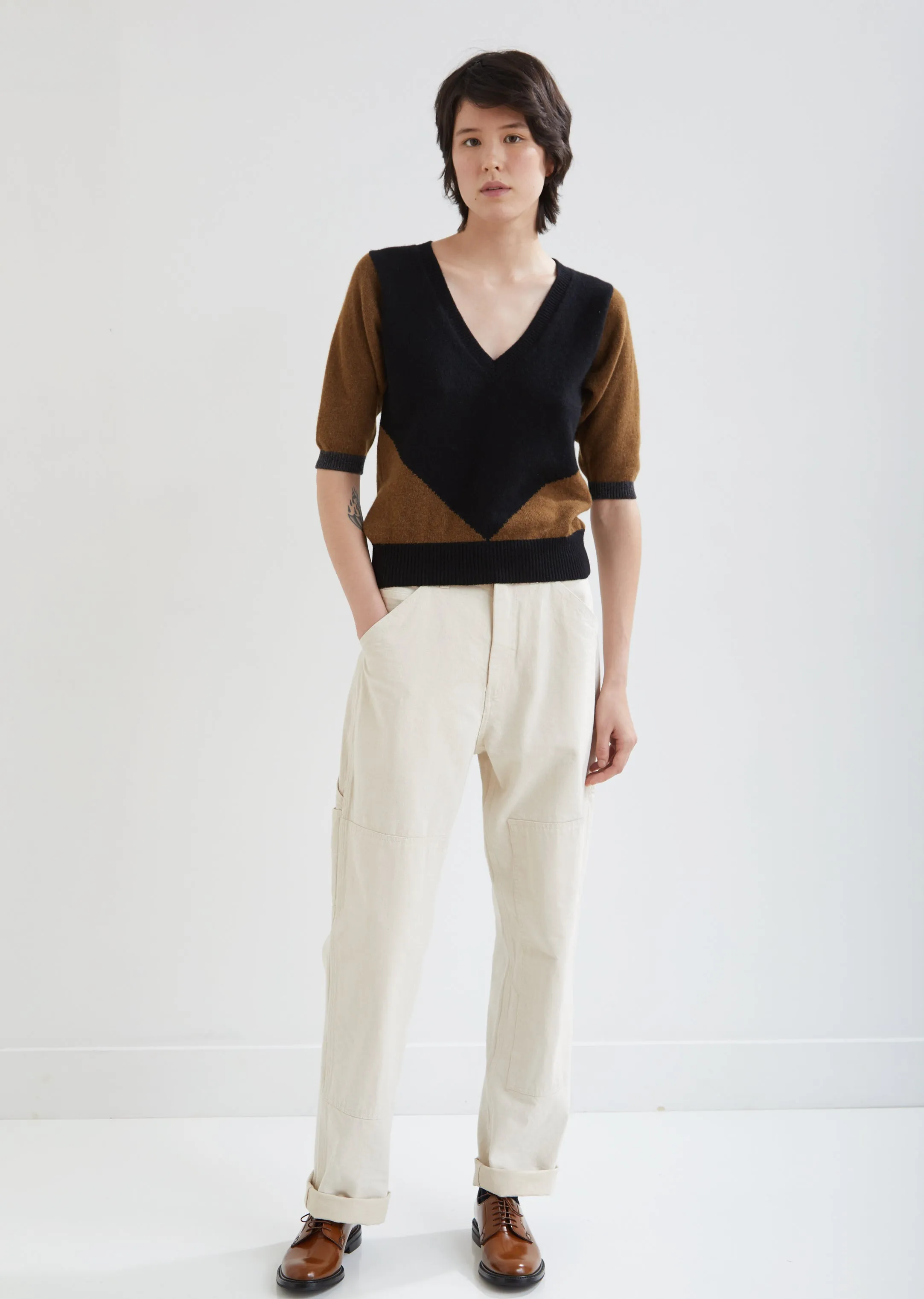 Color Block Merino Cashmere Sweater
