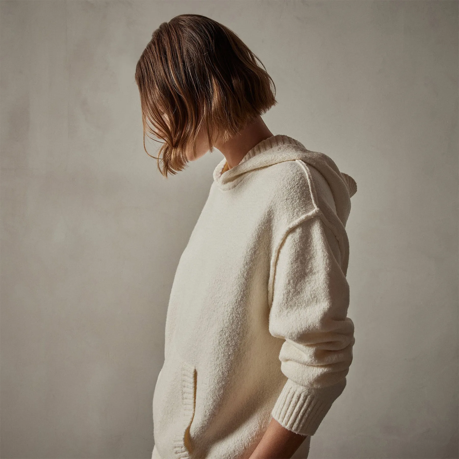 Cotton Cashmere Oversize Hoodie - Ivory