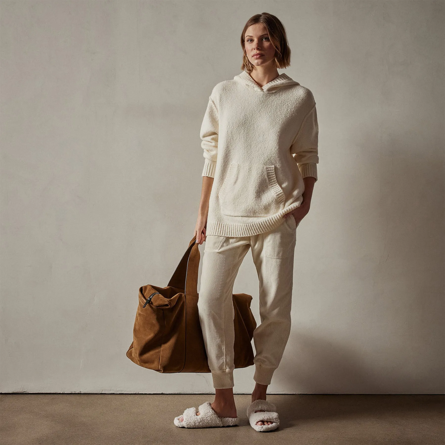 Cotton Cashmere Oversize Hoodie - Ivory