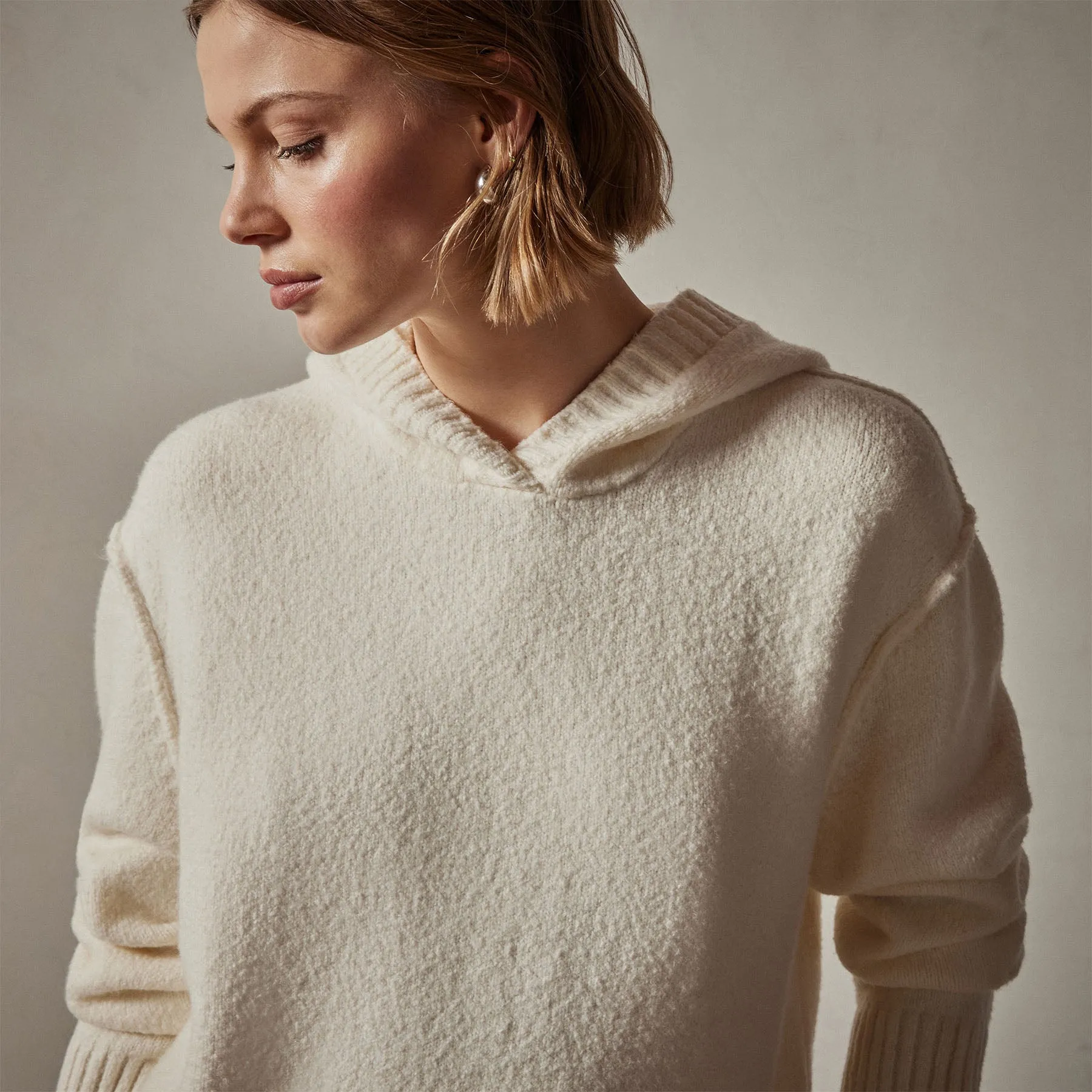 Cotton Cashmere Oversize Hoodie - Ivory