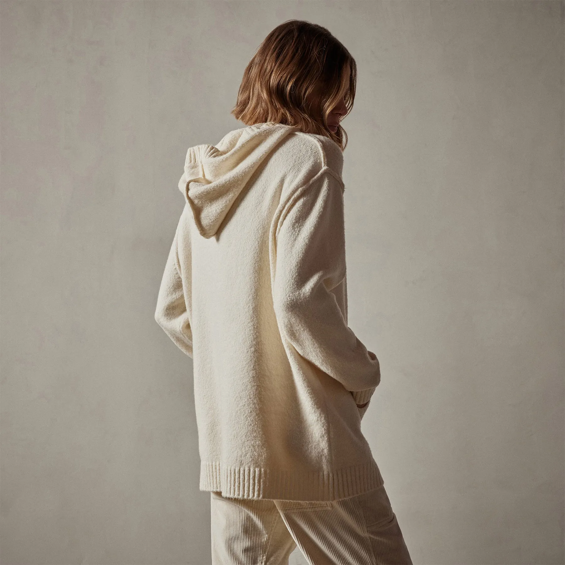 Cotton Cashmere Oversize Hoodie - Ivory