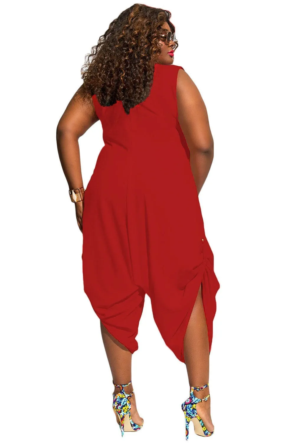 Cowl Neck Harem Jumpsuit  Zipper Back Playsuit