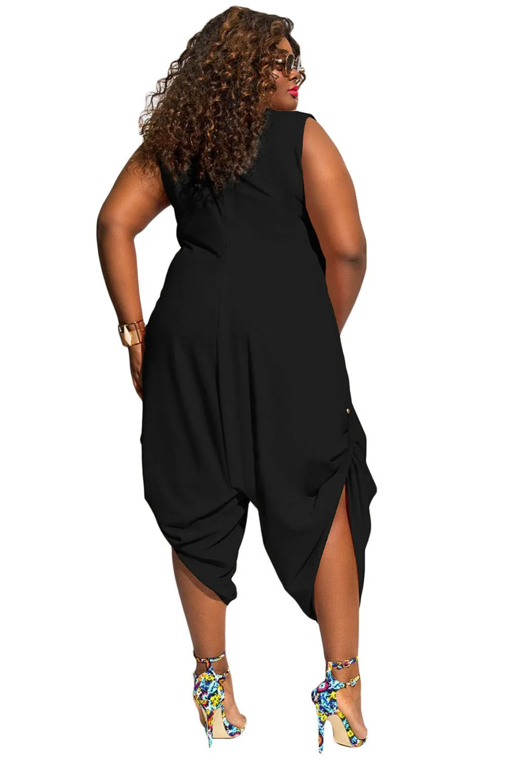 Cowl Neck Harem Jumpsuit  Zipper Back Playsuit