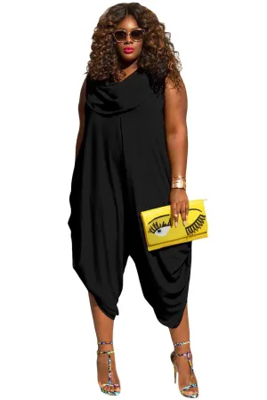 Cowl Neck Harem Jumpsuit  Zipper Back Playsuit