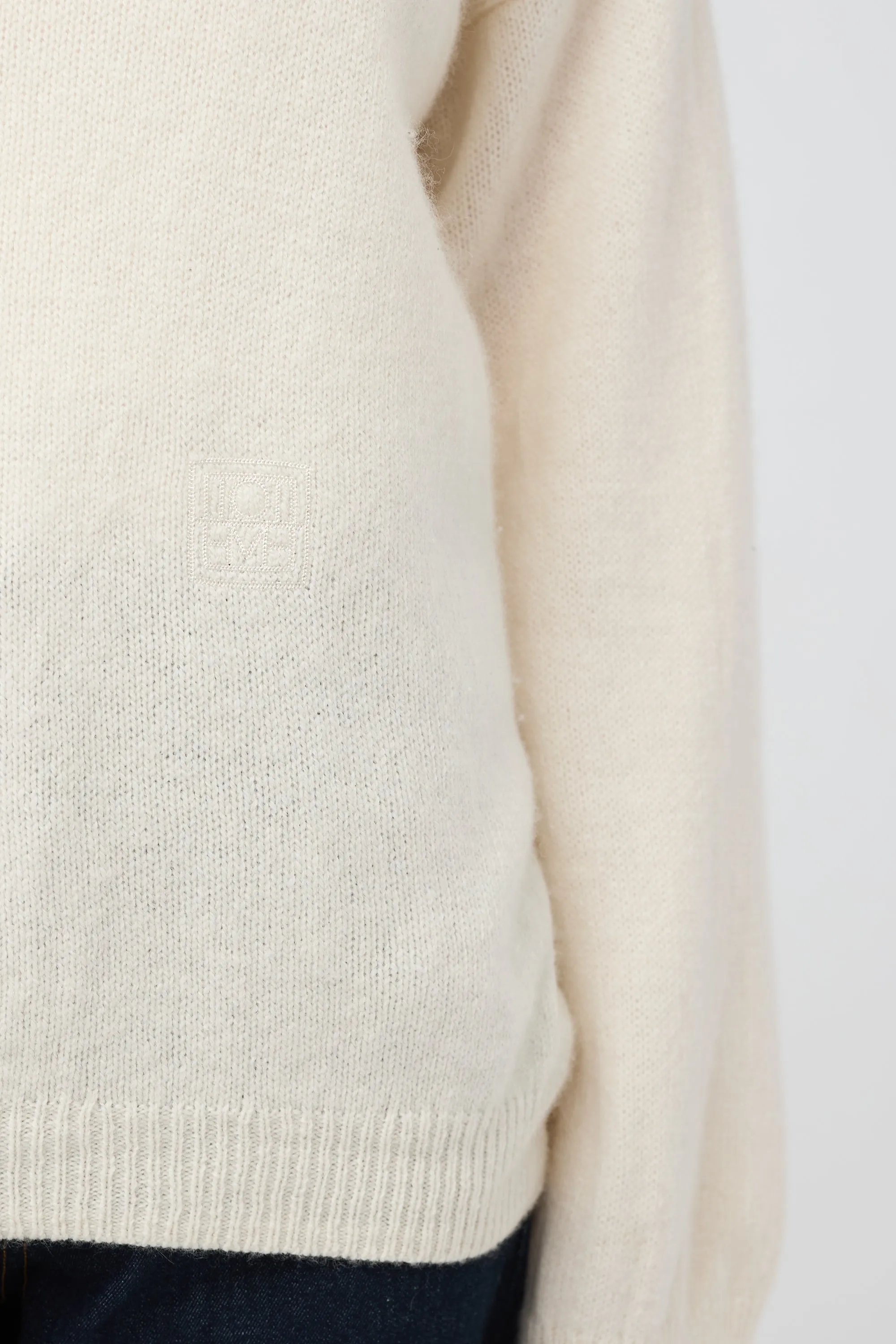 Cream Wool & Cashmere Monogram Embroidery Sweater