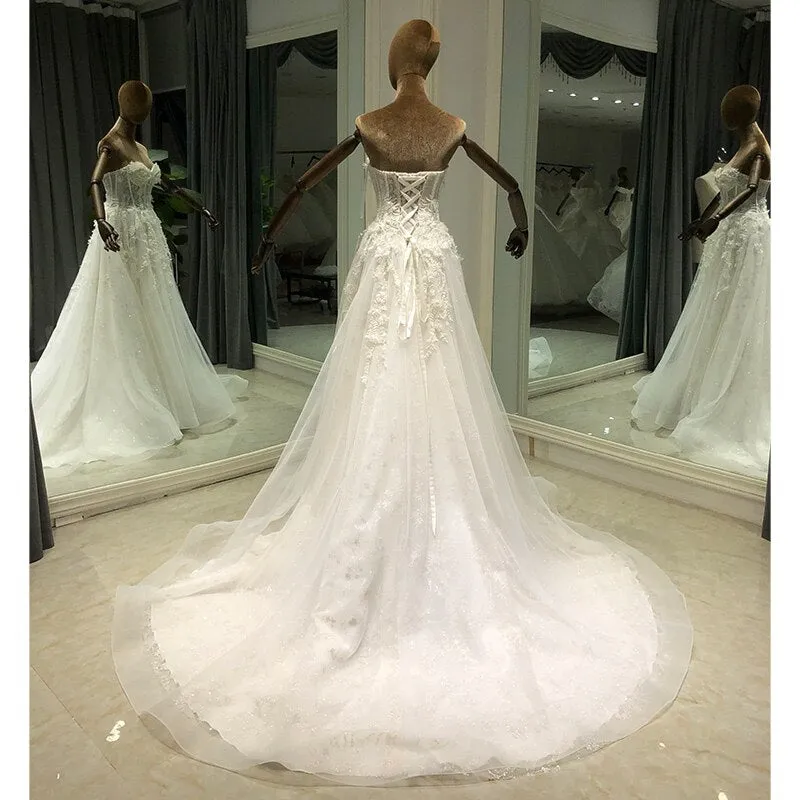 Detachable Sleeve Bride A-Line Wedding Dress
