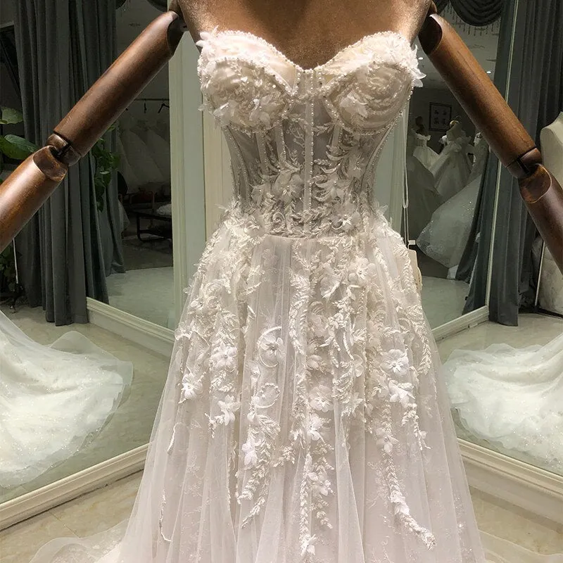 Detachable Sleeve Bride A-Line Wedding Dress